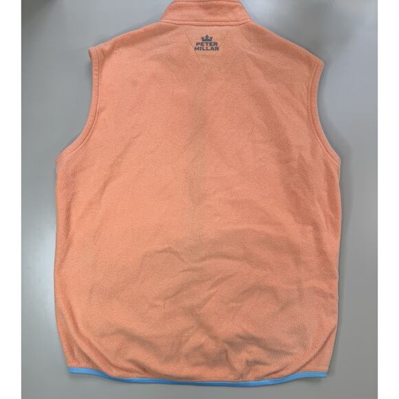 Peter Millar Mens Crown Warmth Fleece Vest M Orange Lightweight Full Zip Golf - Picture 9 of 10